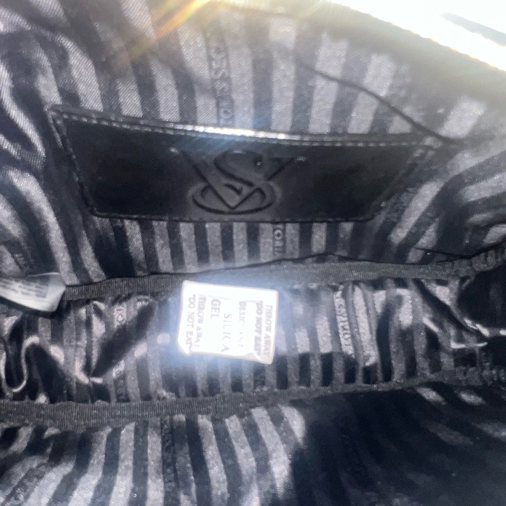 Victoria's Secret Elegant Black and Gray Striped Tote